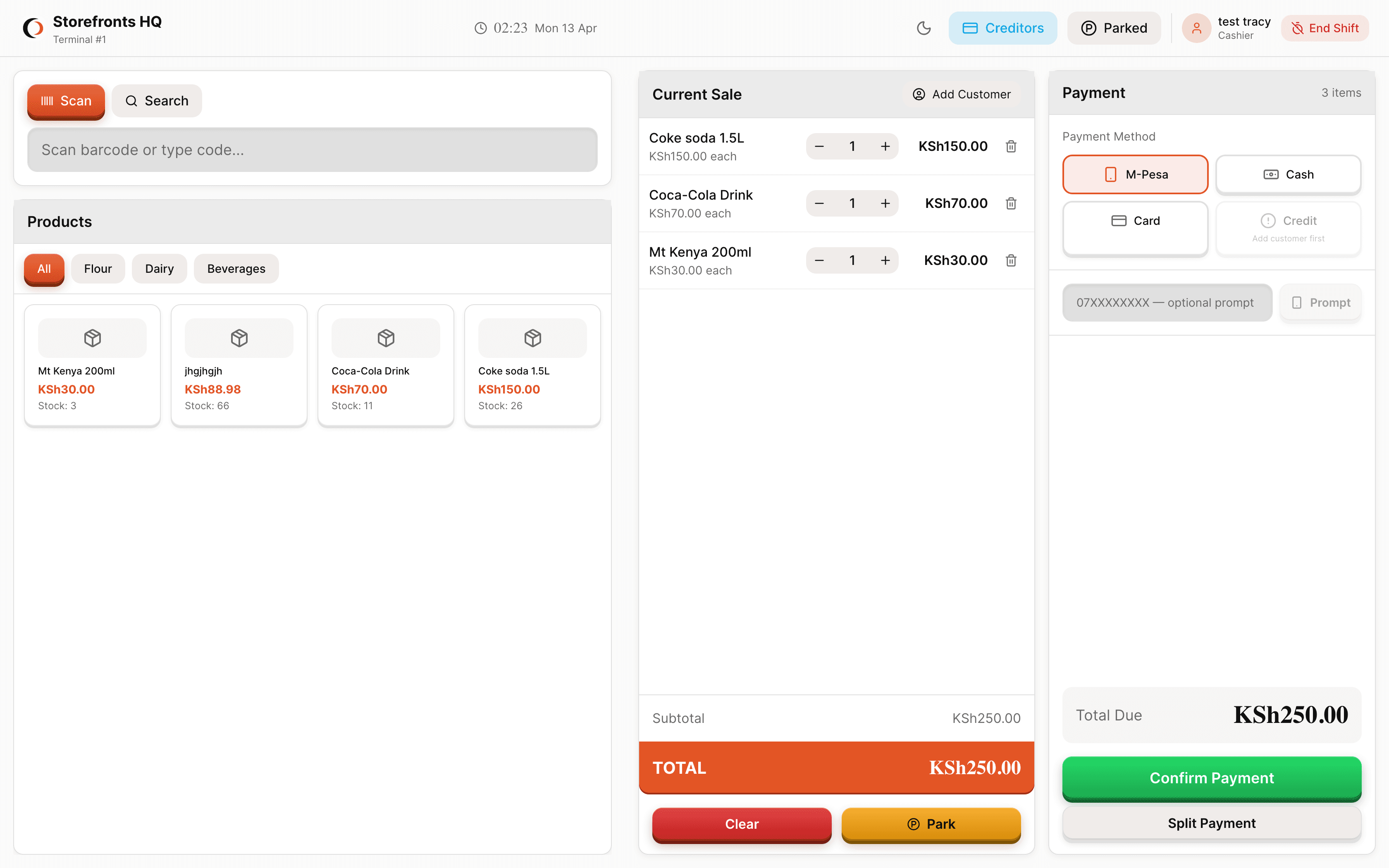 Storefronts POS cashier till